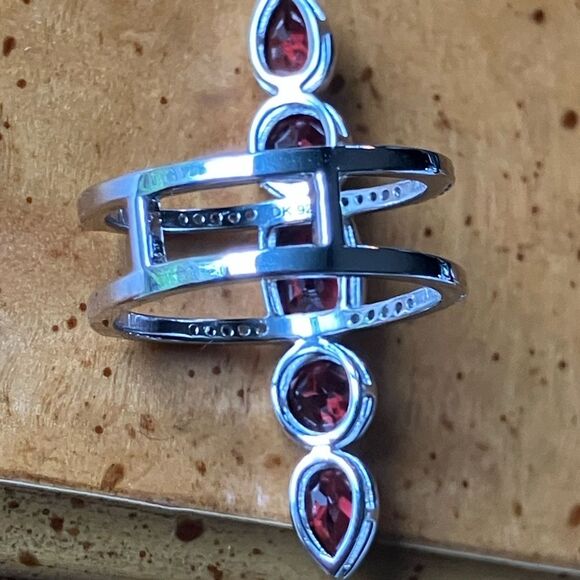 Natural Vermelho Red Garnet Sterling Silver Ring Size 6.75 - Picture 5 of 9